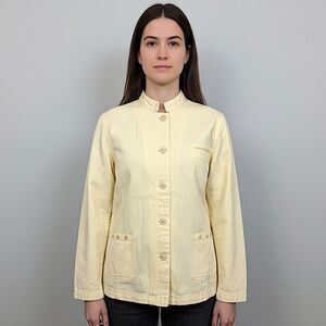 J. Jill Pale Buttercup Yellow Collared Button-Up Jacket Size Small